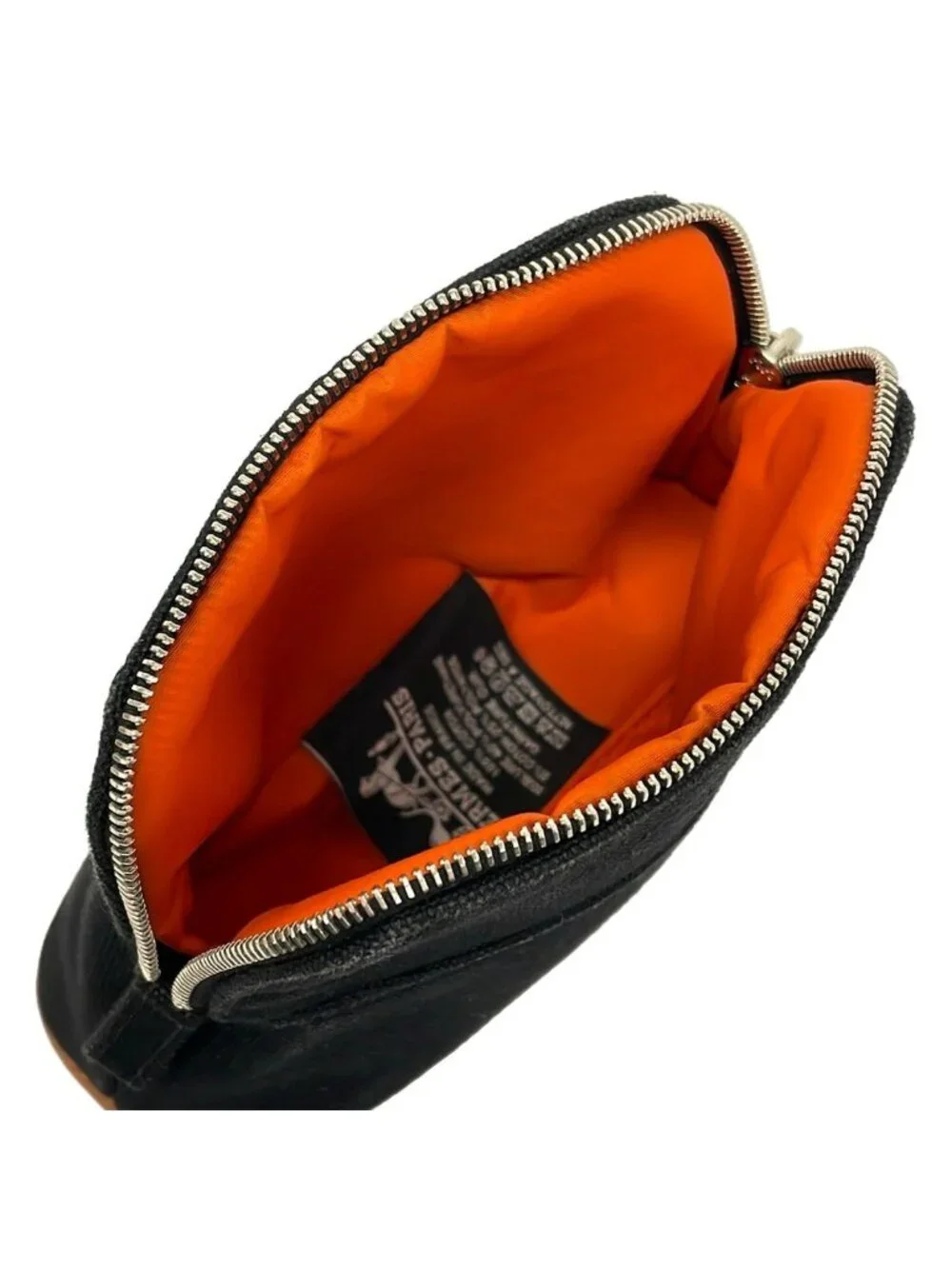 Hermes Pouch Black Brown Leather